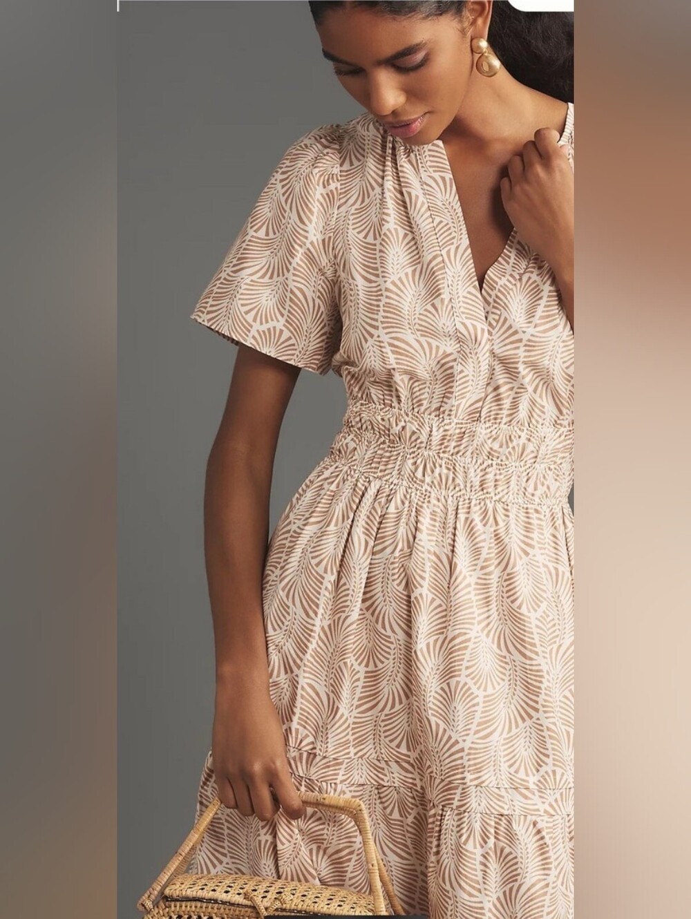 Anthropologie Somerset Maxi Dress Cream and Tan/Brown NWT size small Petite $168